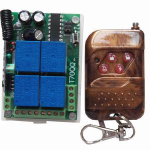 电压DC12V 具有2262 1527的学习接收，独立四路继电器输出，可以选择M D L的工作模式接收距离80米左右