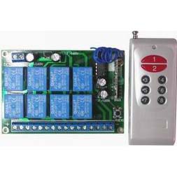 电压DC12V 具有2262 1.5M的学习接收，独立八路继电器输出，D 的工作模式接收距离80米左右,换IC有M模式